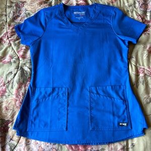 Grey's Anatomyby STRETCH Emma Women's 4-Pocket V-Neck Scrub Top royal blue